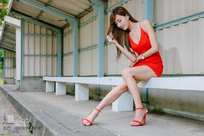 [Mzsock] NO.047 Abby red dress short skirt high heels beautiful legs outdoor shot street photography#[106P]-53