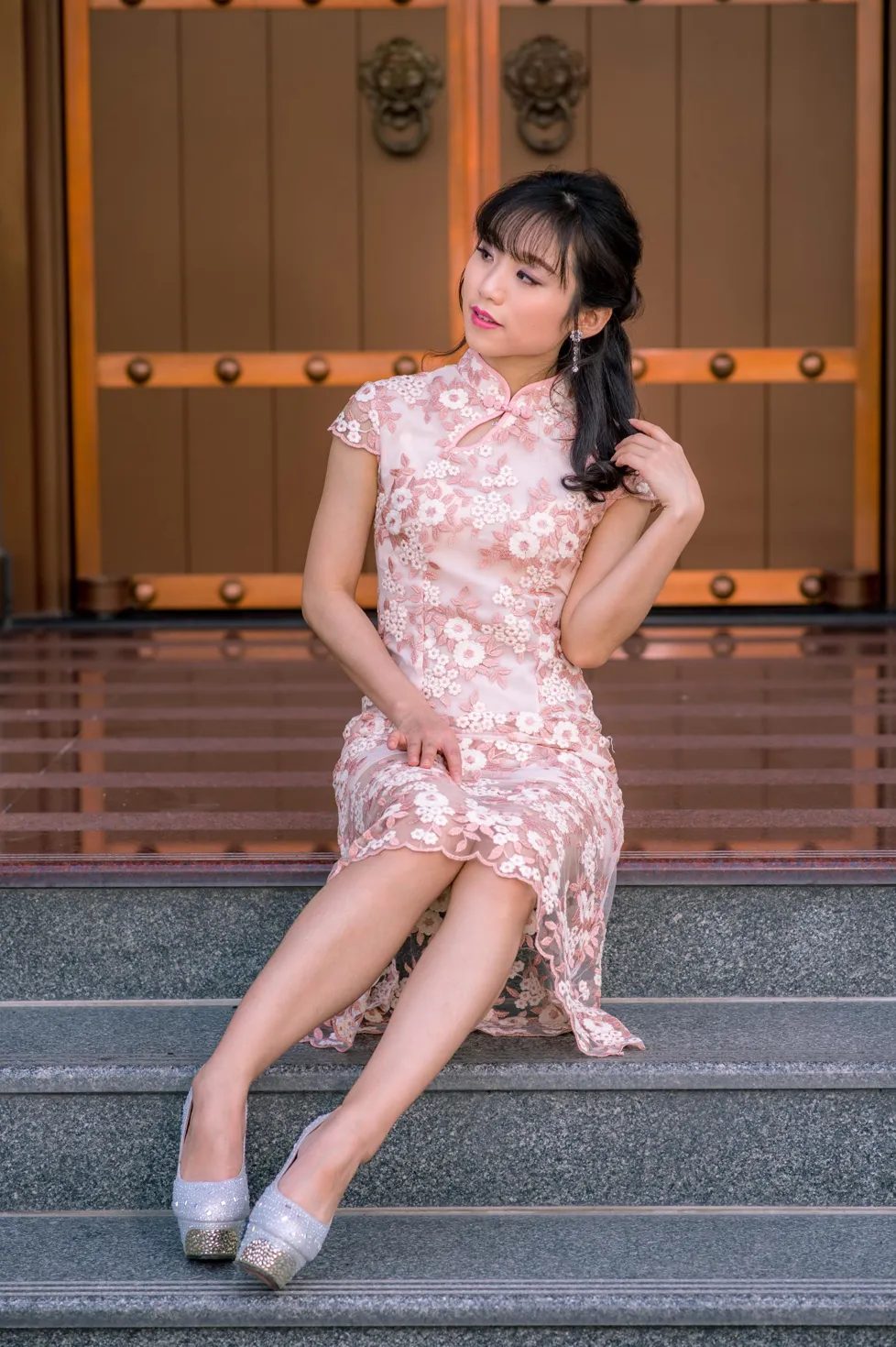 [Mzsock] NO.188 Yu Chen cheongsam high heels beautiful legs street photography#[88P]-83